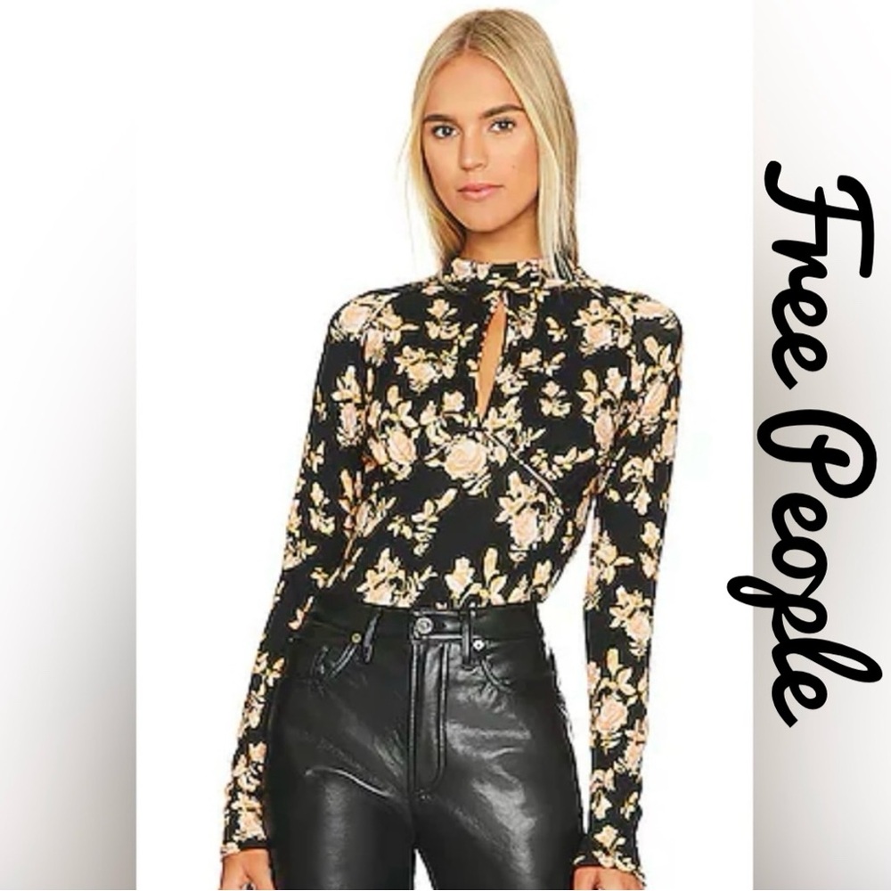 Free People Floral Top with Back Buttons